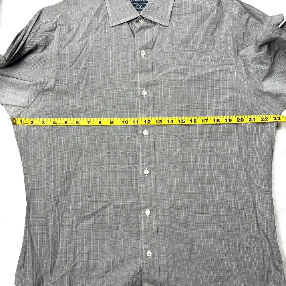 Polo Ralph Lauren Dress Shirt Mens 15.5 33 Gray Plaid Philip Two Ply Cotton VTG